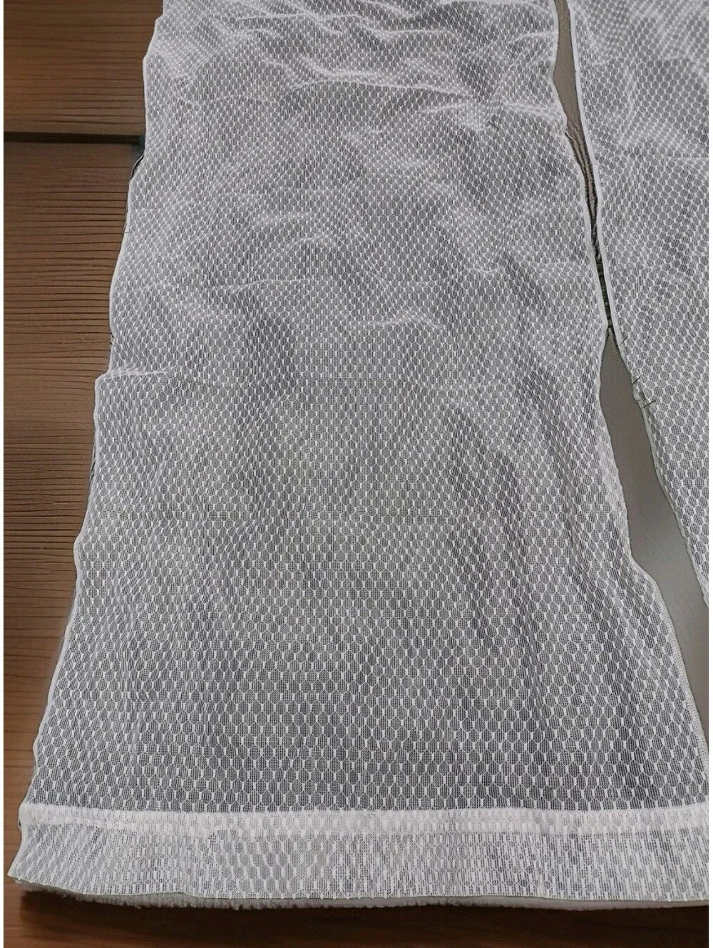 Curtains Vintage 60s Sheer Honeycomb Chenille Texture 39x78 Rod Pocket Pair